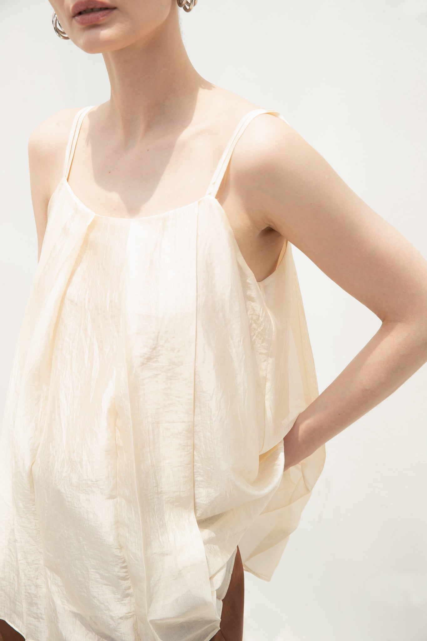 LINDONG | Noelie Apricot Voile Sleeveless Top
