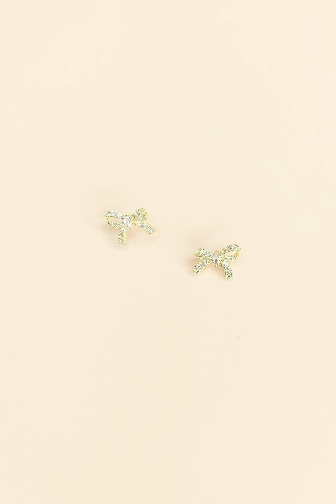 Golden Bow Crystal Stud Earrings