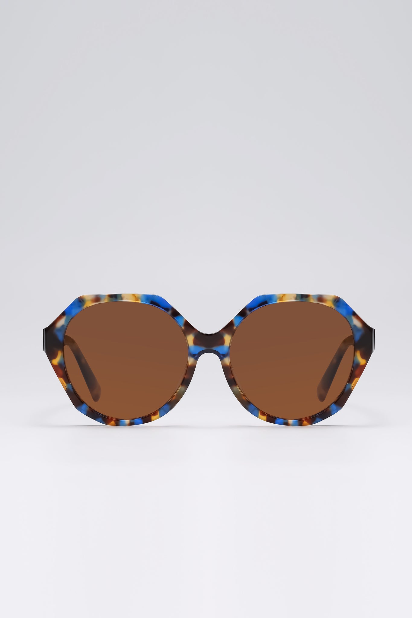 Fangyan | Hexagonal-Rournd Brown Sunglasses