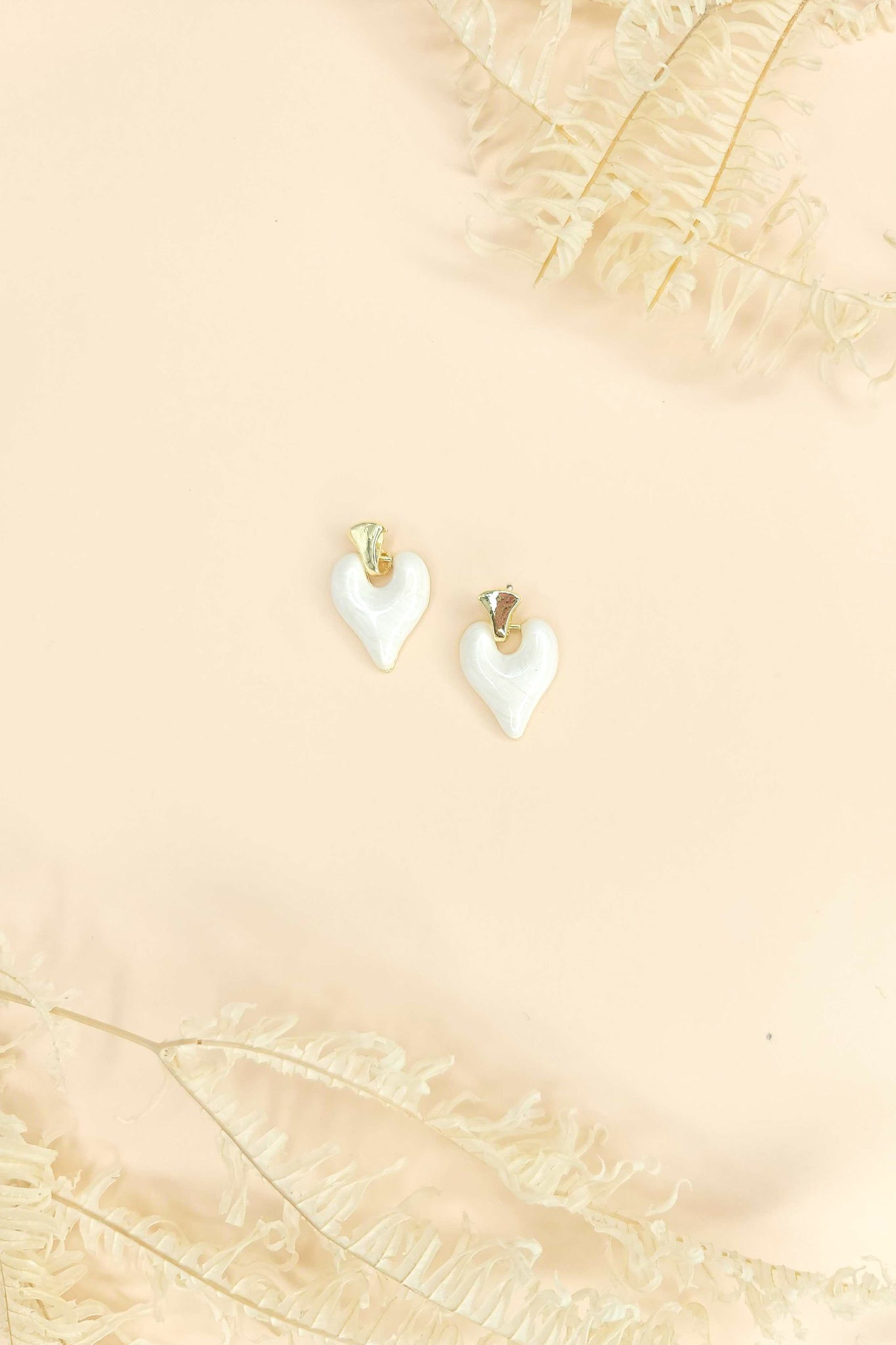White Heart Alloy Stud Earrings