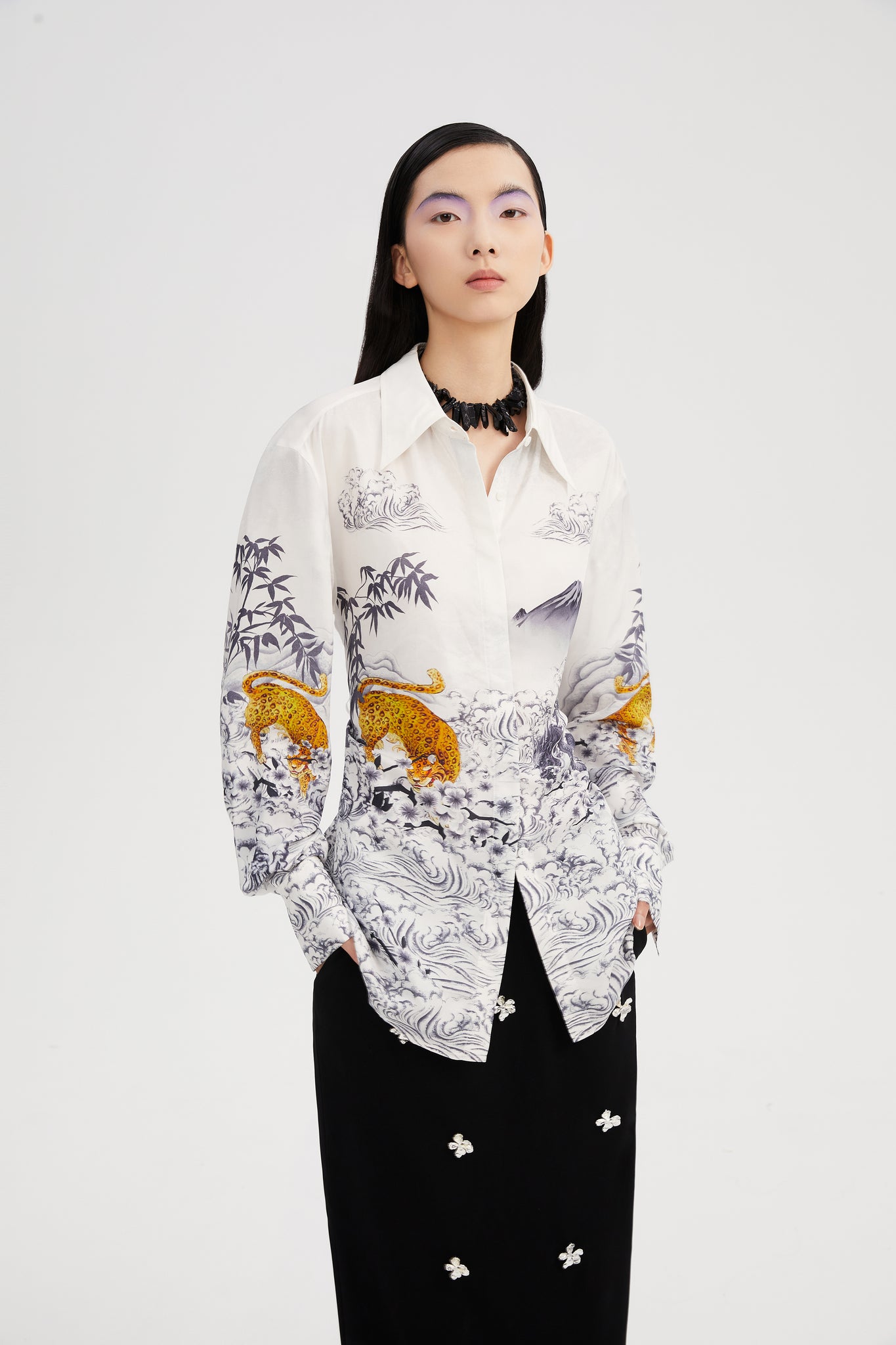 SEJIE | Whispering Winds Printed Long Sleeve Shirt