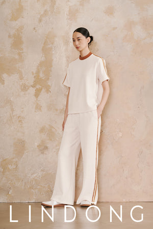 LINDONG | Alixane Striped Contrast Ribbed Pants