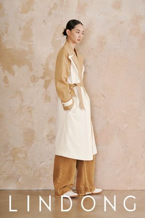 LINDONG | Calixte Colorblock Belted Trench Coat