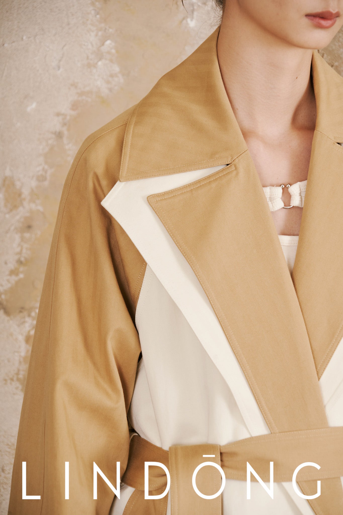 LINDONG | Calixte Colorblock Belted Trench Coat