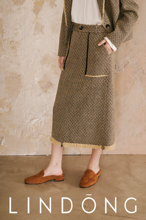 LINDONG | Lois Tweed Fringe Skirt