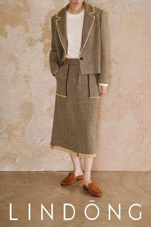 LINDONG | Lois Tweed Fringe Skirt