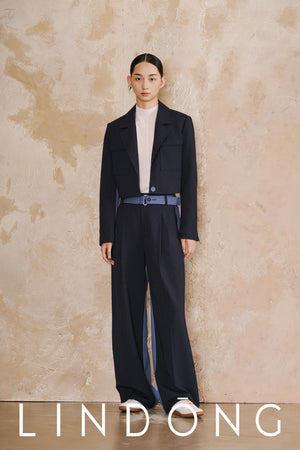 LINDONG | Oceane Blue Striped Contrast Pants