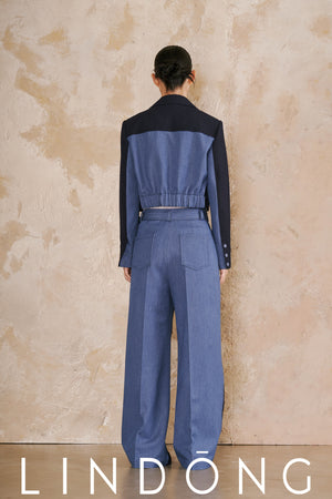 LINDONG | Oceane Blue Striped Contrast Pants