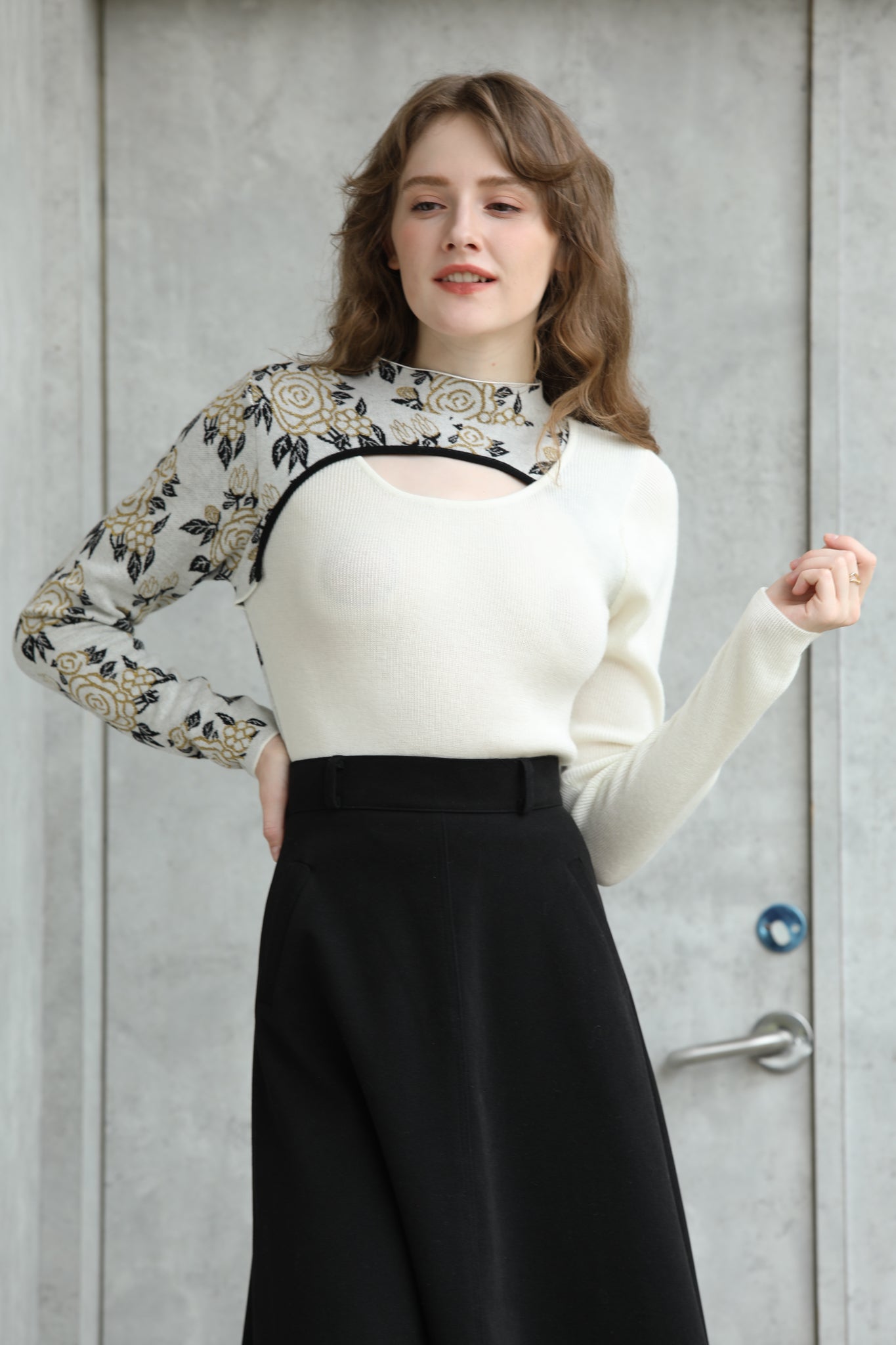 Sylphide | Sacha Cut Out Splicing Wool Top