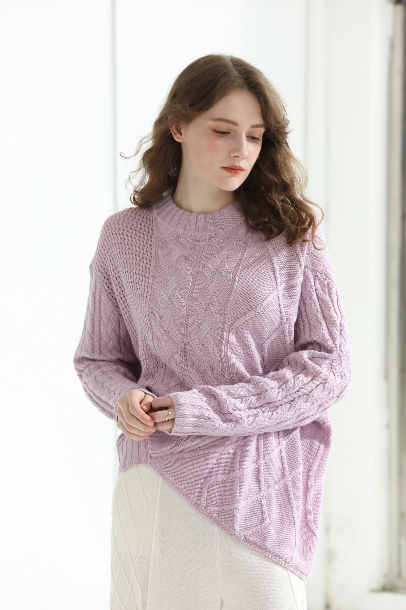 Sylphide | Babette Purple Cable Wool Sweater