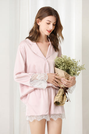 Lykke Home | 19 Momme Mulberry Silk Sakura Pajama Set