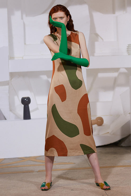 Rimless | Khaki Green Asymmetric Dress Fangyan Rimless | Khaki Green Asymmetric Dress Fangyan