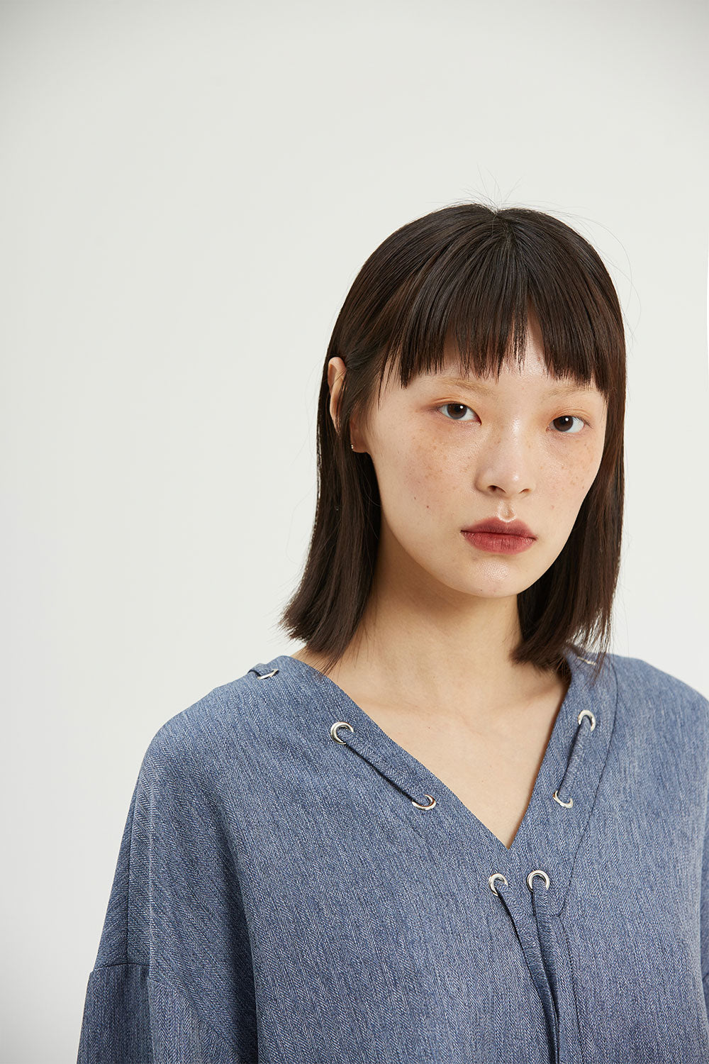 Fussed | Stone Blue Comfy-style Drop Shoulder Top