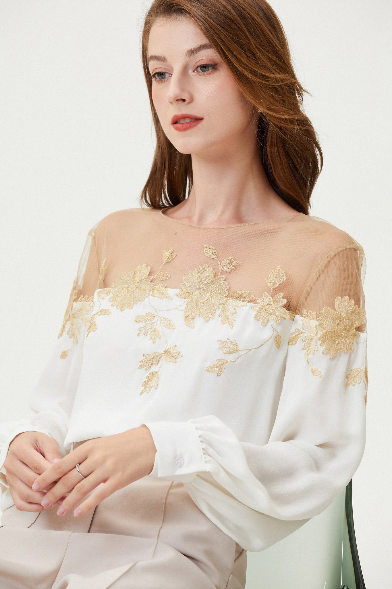 Fangyan | Embroidered Silk Blouse