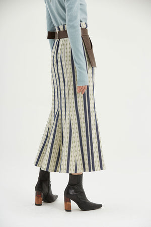 Fussed | Old-fashioned Blue Jacquard Pleated Skirt