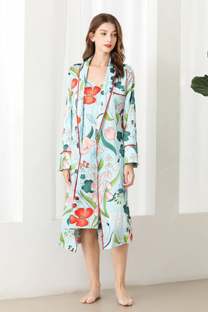 Lykke Home | 19 Momme Mulberry Silk Floral Robe Dressing Gown