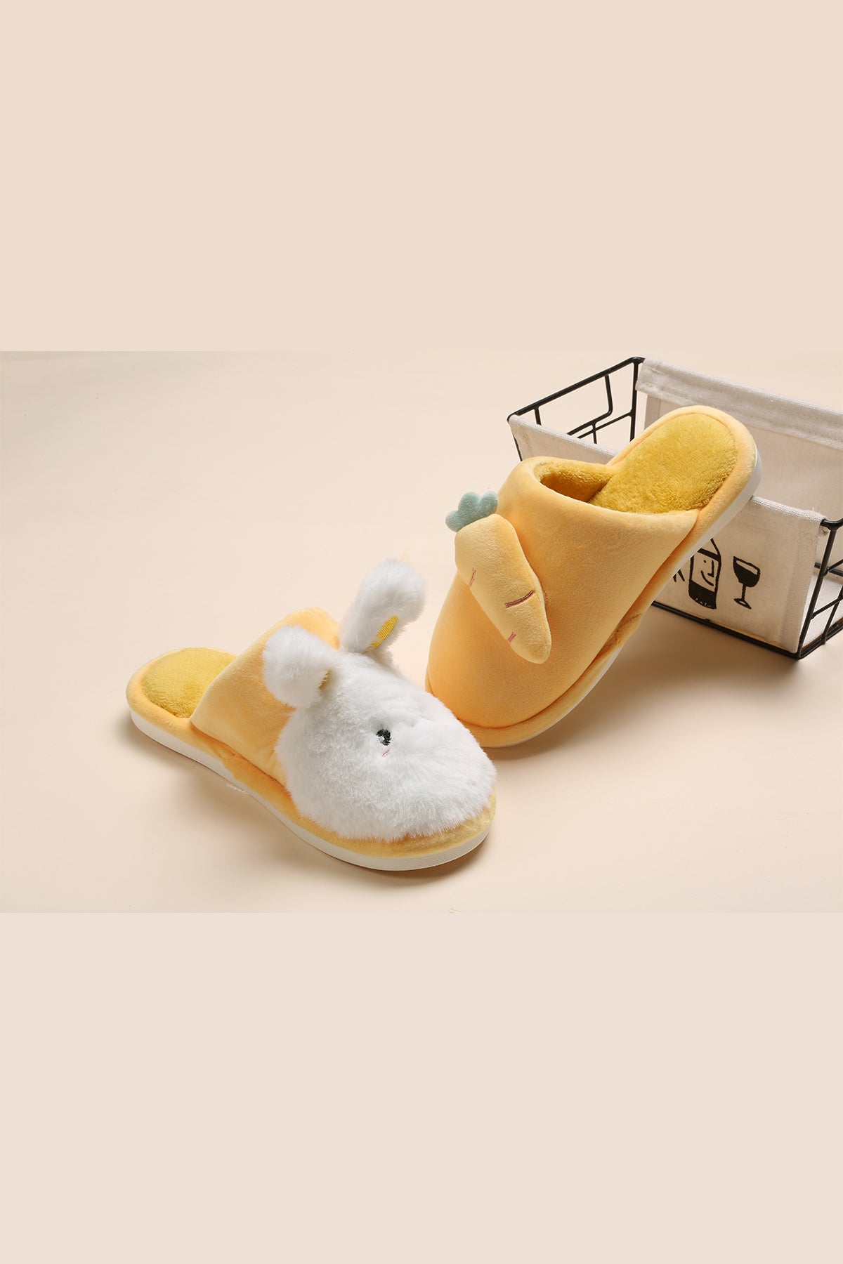 Lykke Home | Yellow Rabbit & Carrot Slippers