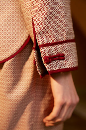 Rimless | Red & White Geometric Collar Jacket