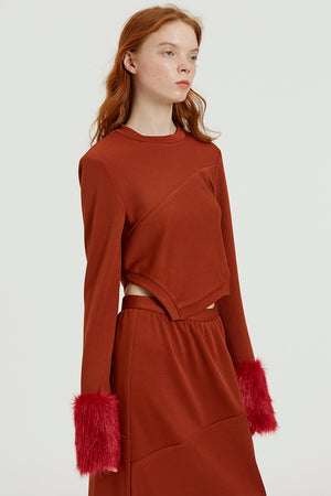 Fussed | Auburn Top with Detachable Fur