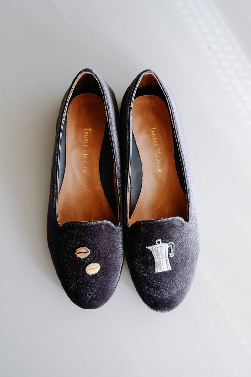 Truble Maaker | Velvet Embroidered Slippers