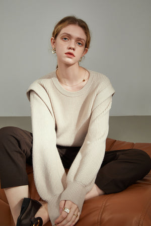 Fansilanen | Huguette Beige Slouchy Sweater