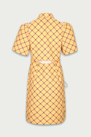 Mukzin | Back Hollowed Bandage Checkered Dress