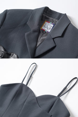 Mukzin | Black Heart Cropped Blazer And Dress Set - 囍XI
