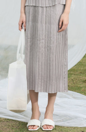 LINDONG | Brie Gray Pleated Skirt