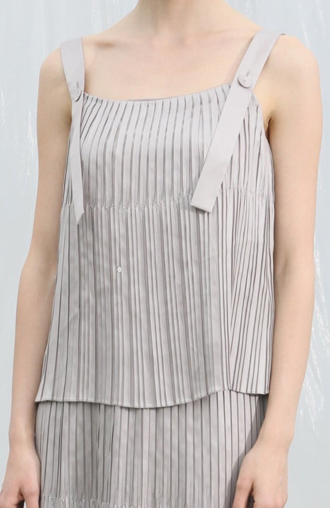LINDONG | Brie Gray Pleated Top