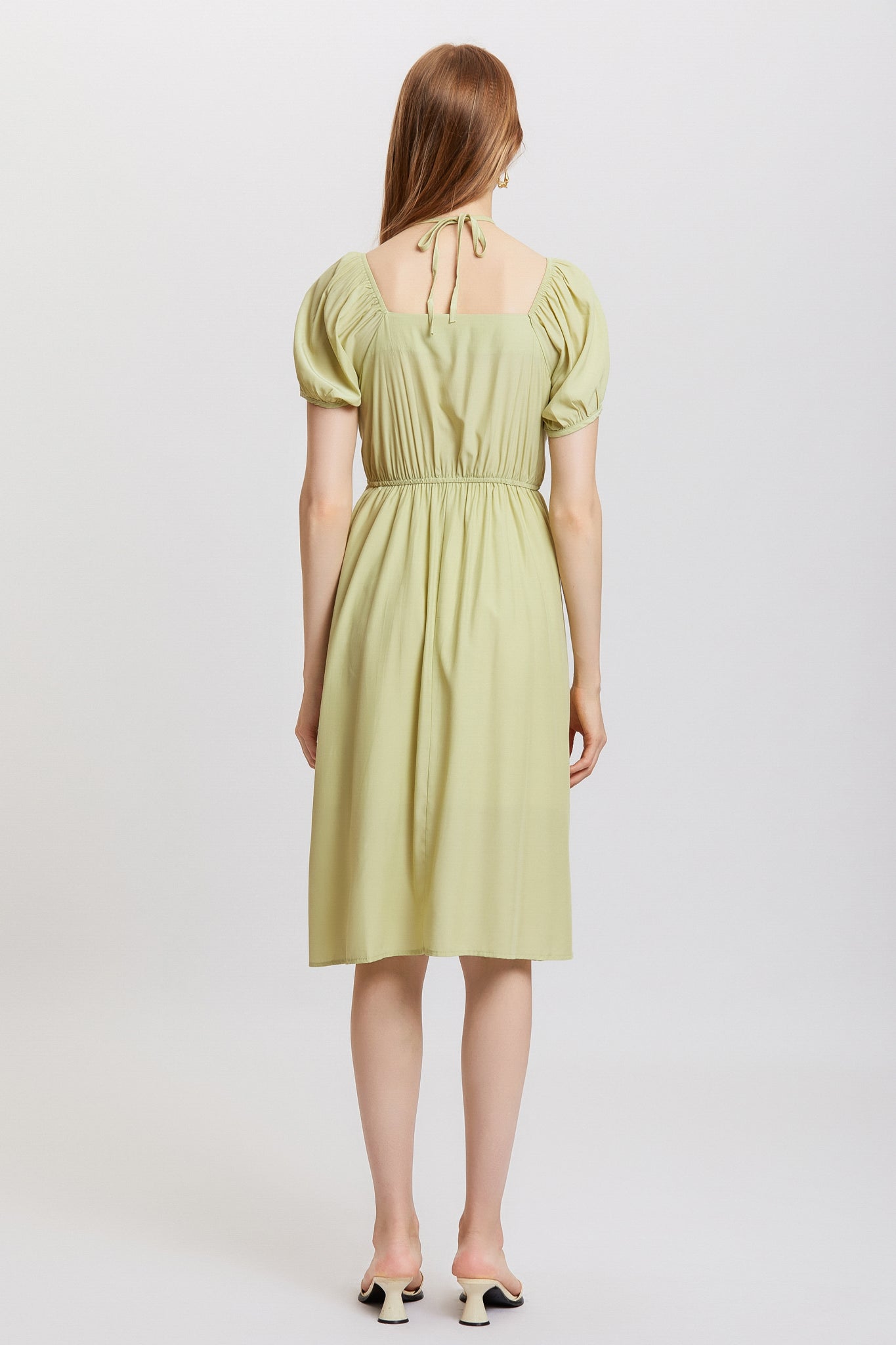 Sylphide | Avril Green Puff Midi Dress