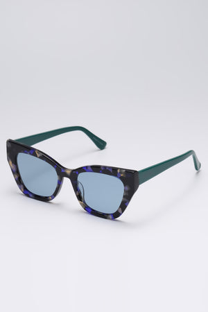 Fangyan | Cat-Eye Tortoiseshell Blue Sunglasses
