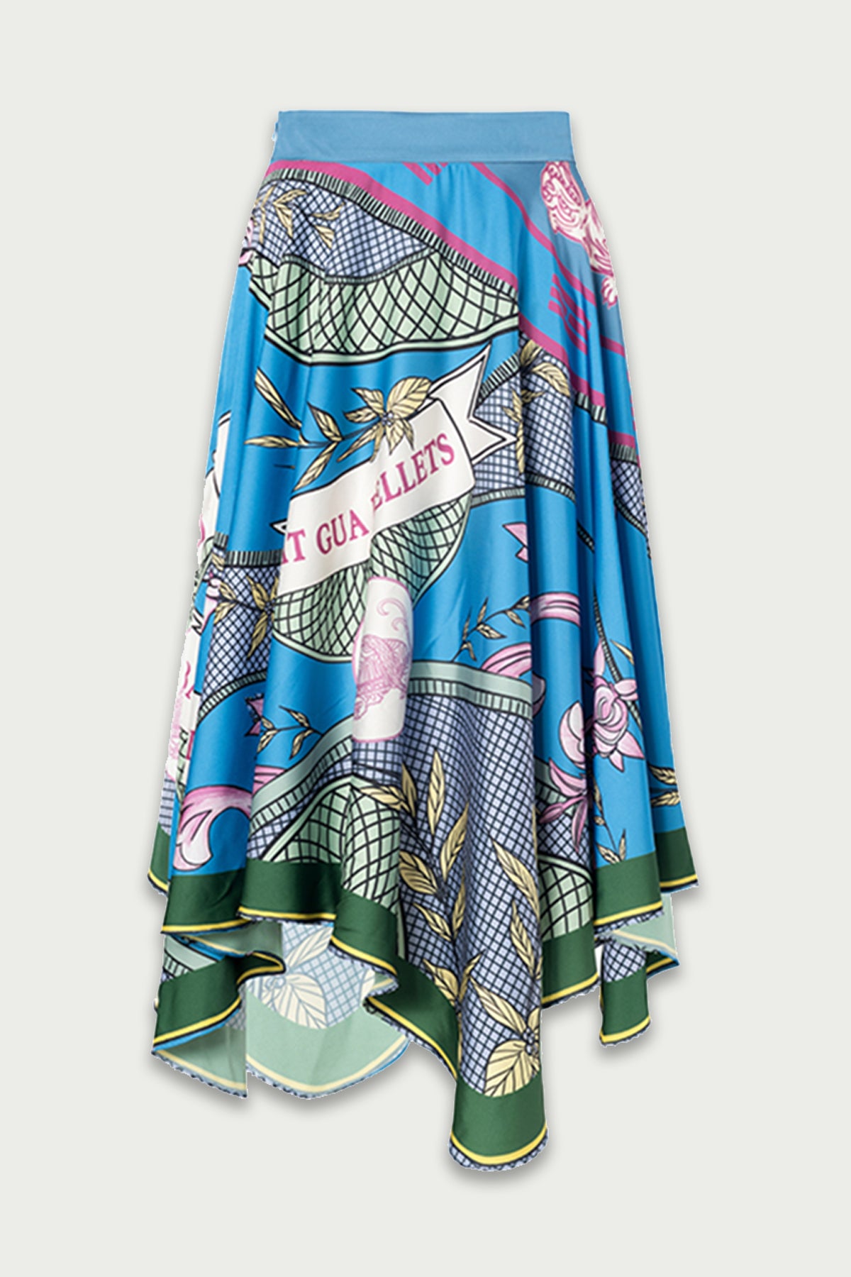 Mukzin | Blue Printed Irregular Skirt