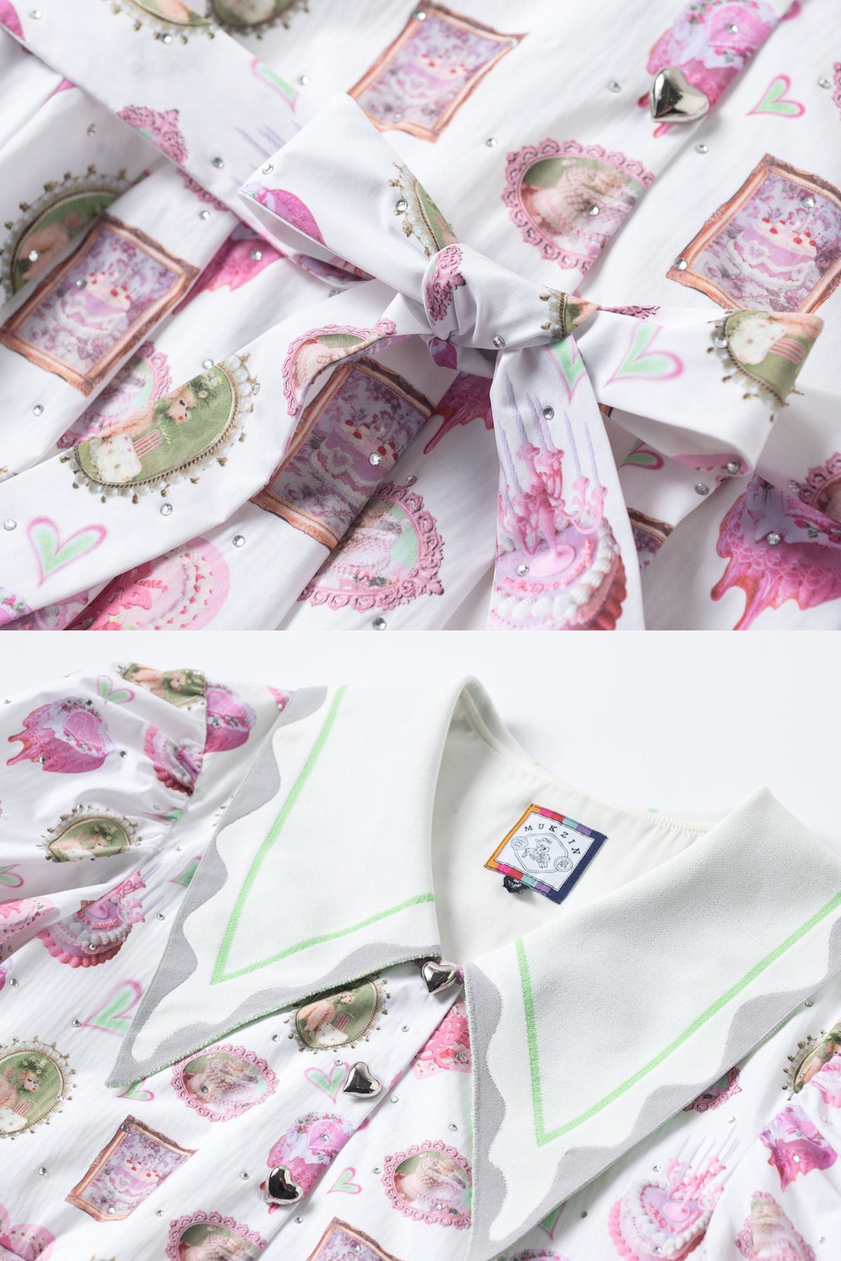 Mukzin | Cute Floral Digital Printed Dress - 囍XI