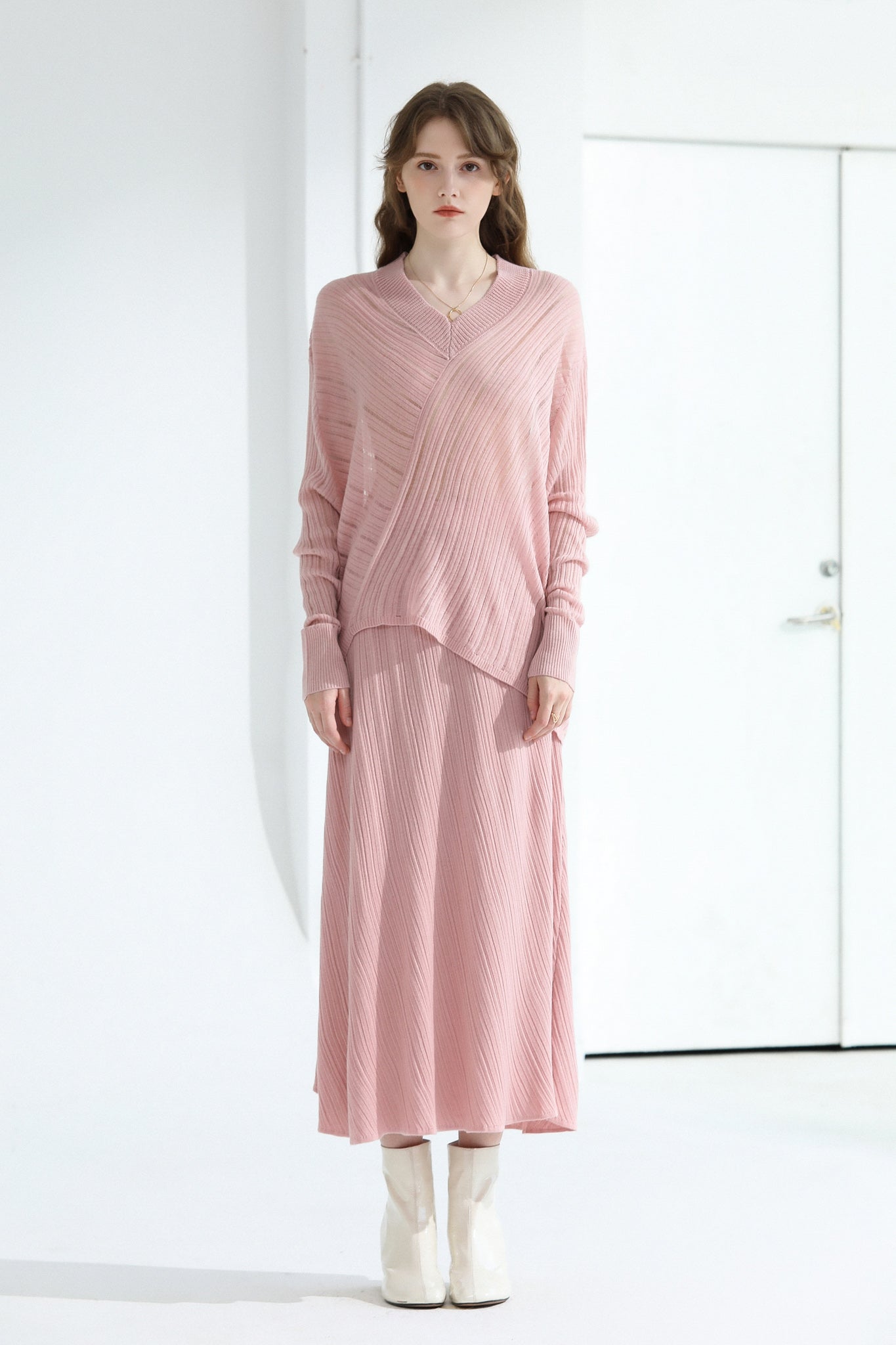 Sylphide | Amour Pink Wool Blend Knit Skirt