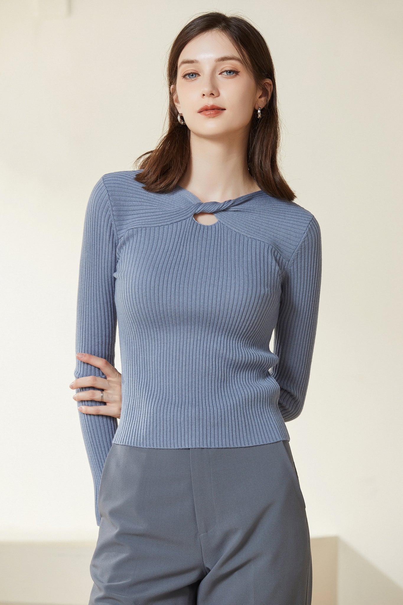 Sylphide | Dinah Blue Cut Out Wool Sweater