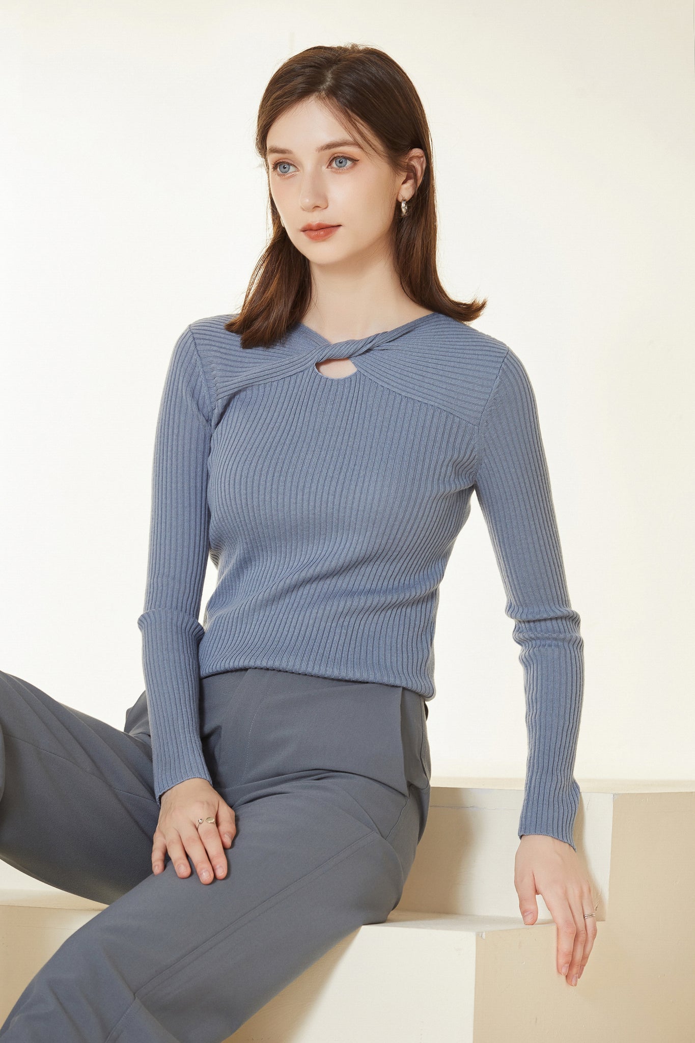 Sylphide | Dinah Blue Cut Out Wool Sweater