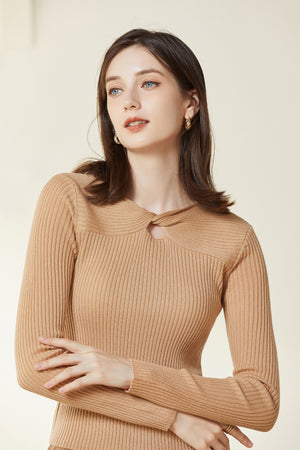 Sylphide | Dinah Khaki Cut Out Wool Sweater