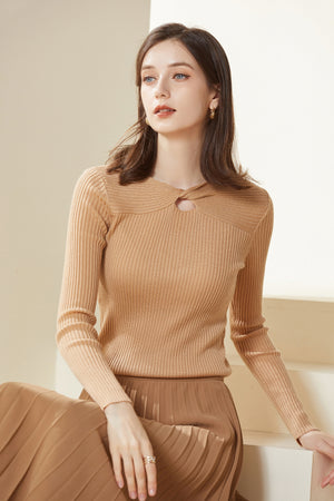 Sylphide | Dinah Khaki Cut Out Wool Sweater
