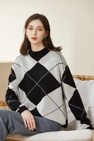 Sylphide | Eloise Argyle Oversized Wool Sweater