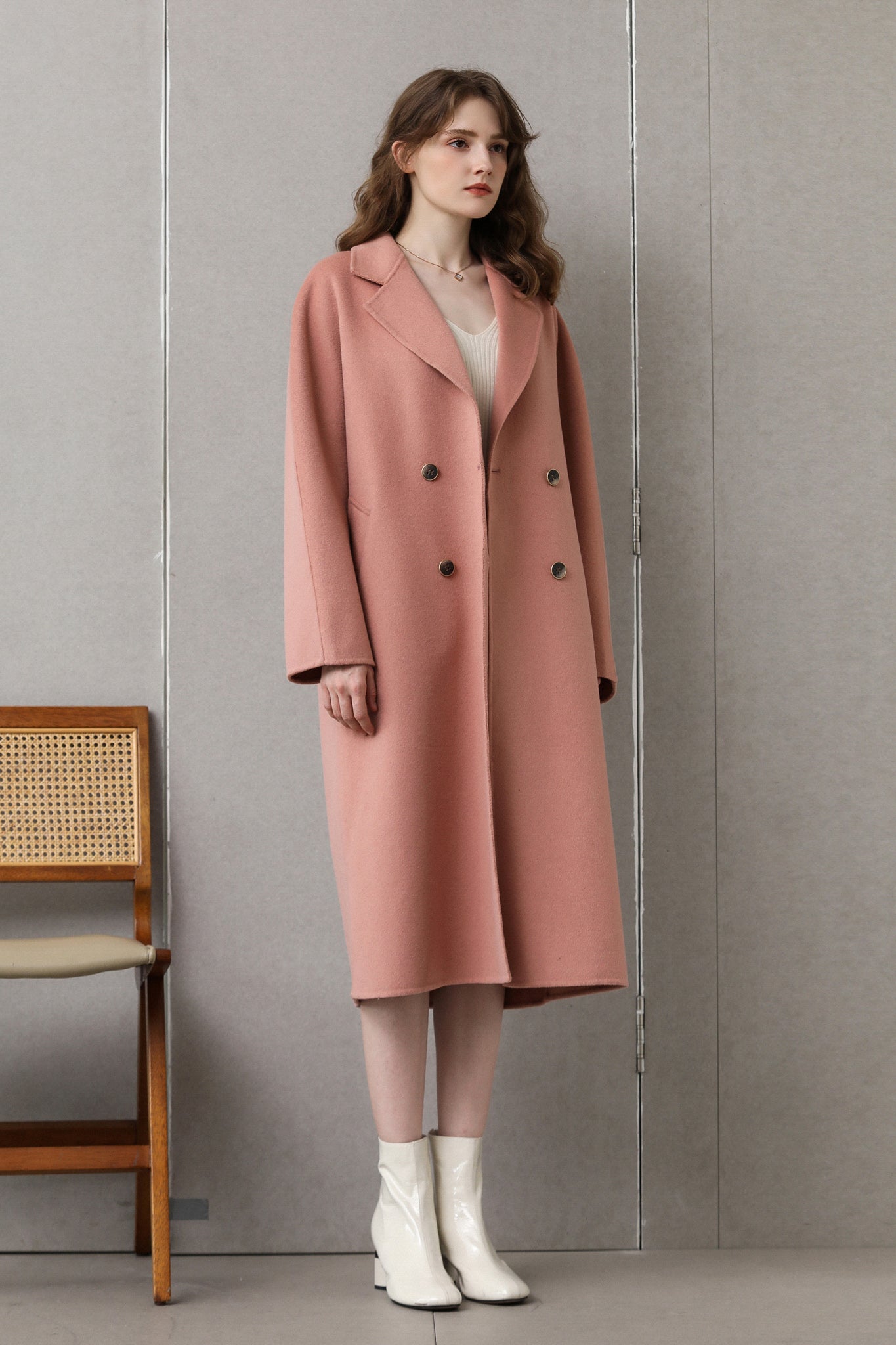 Fangyan | Denise Pink Cocoon Wool Coat