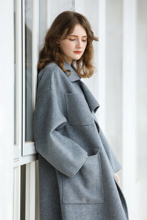 Fangyan | Gaella Grey Asymmetric Wool Coat