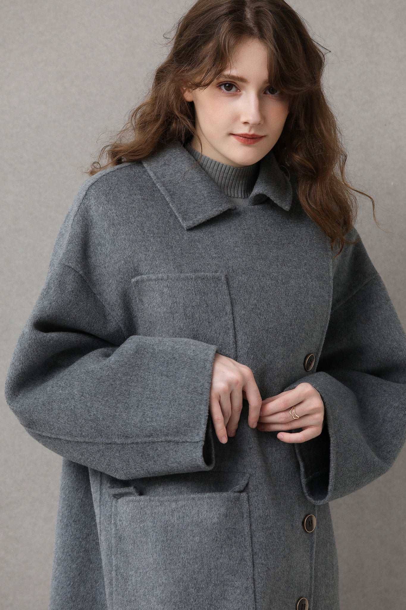 Fangyan | Gaella Grey Asymmetric Wool Coat