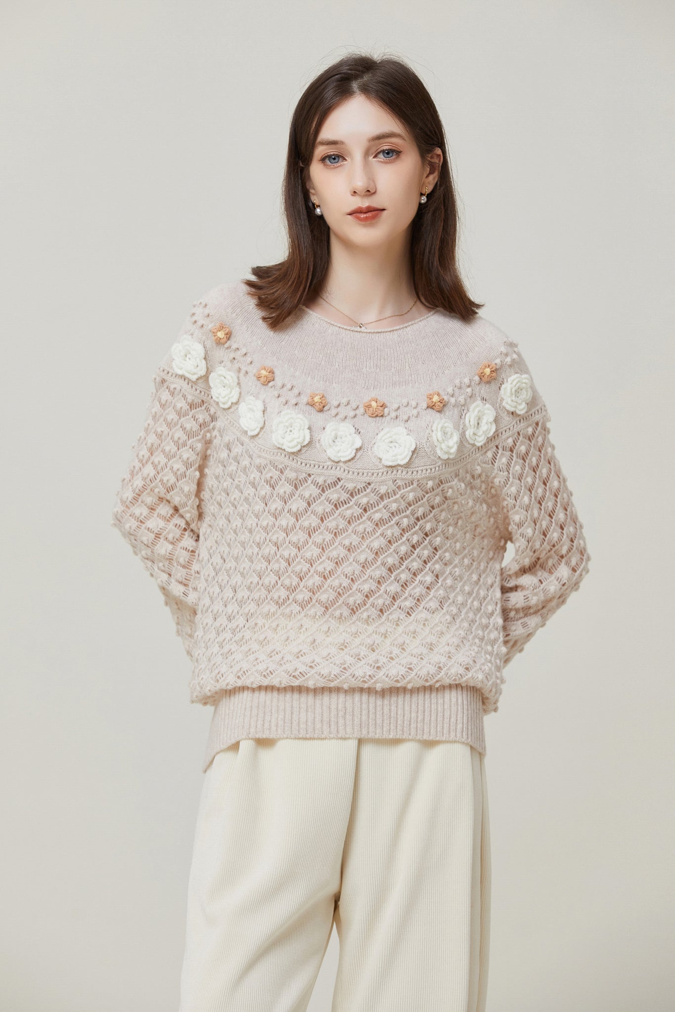 Fangyan | Keller 3D Floral Cashmere Sweater