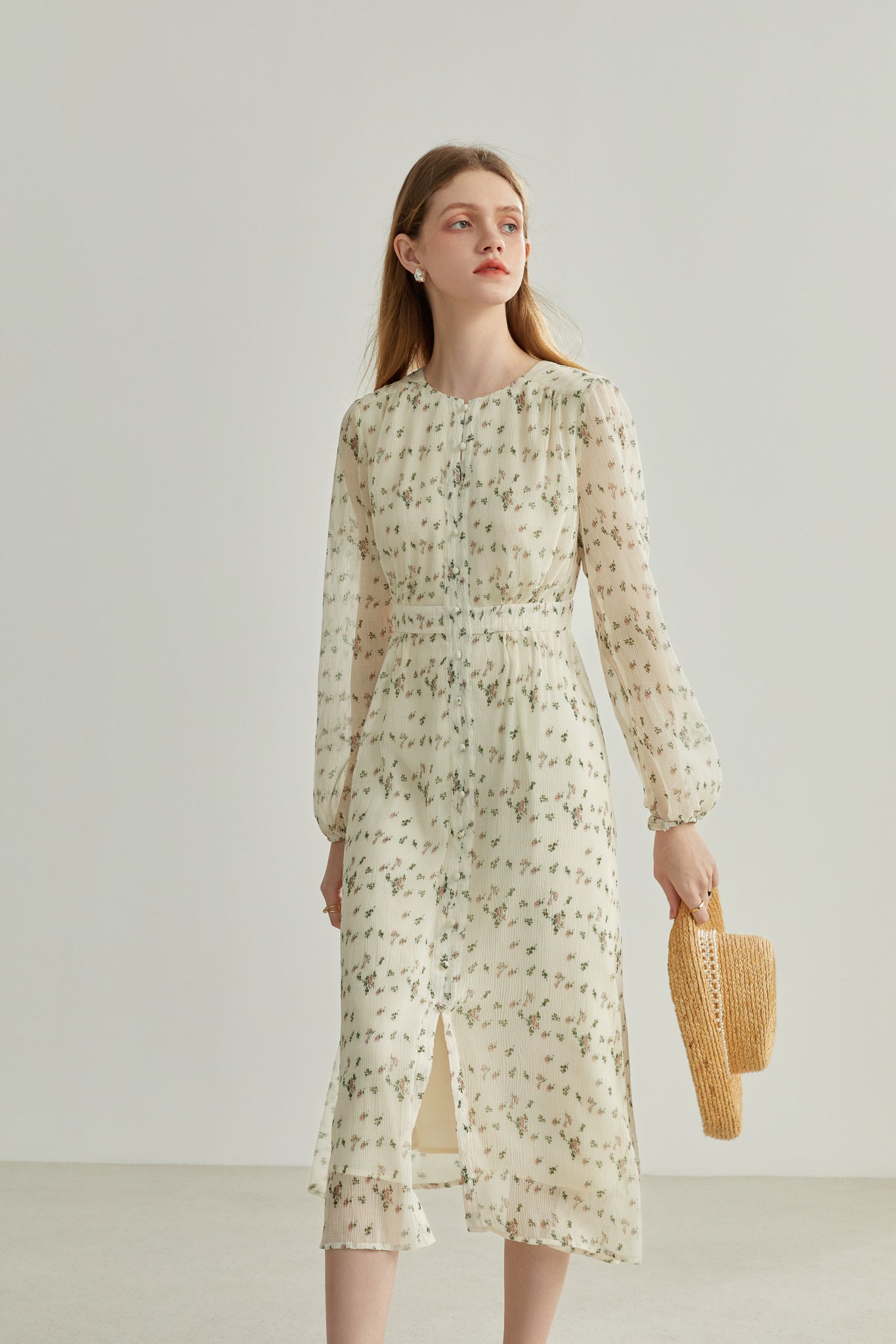 Fansilanen | Ceyla Textured Chiffon Floral Dress