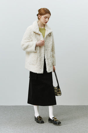 Fansilanen | Darlina White Lapel Fleece Coat