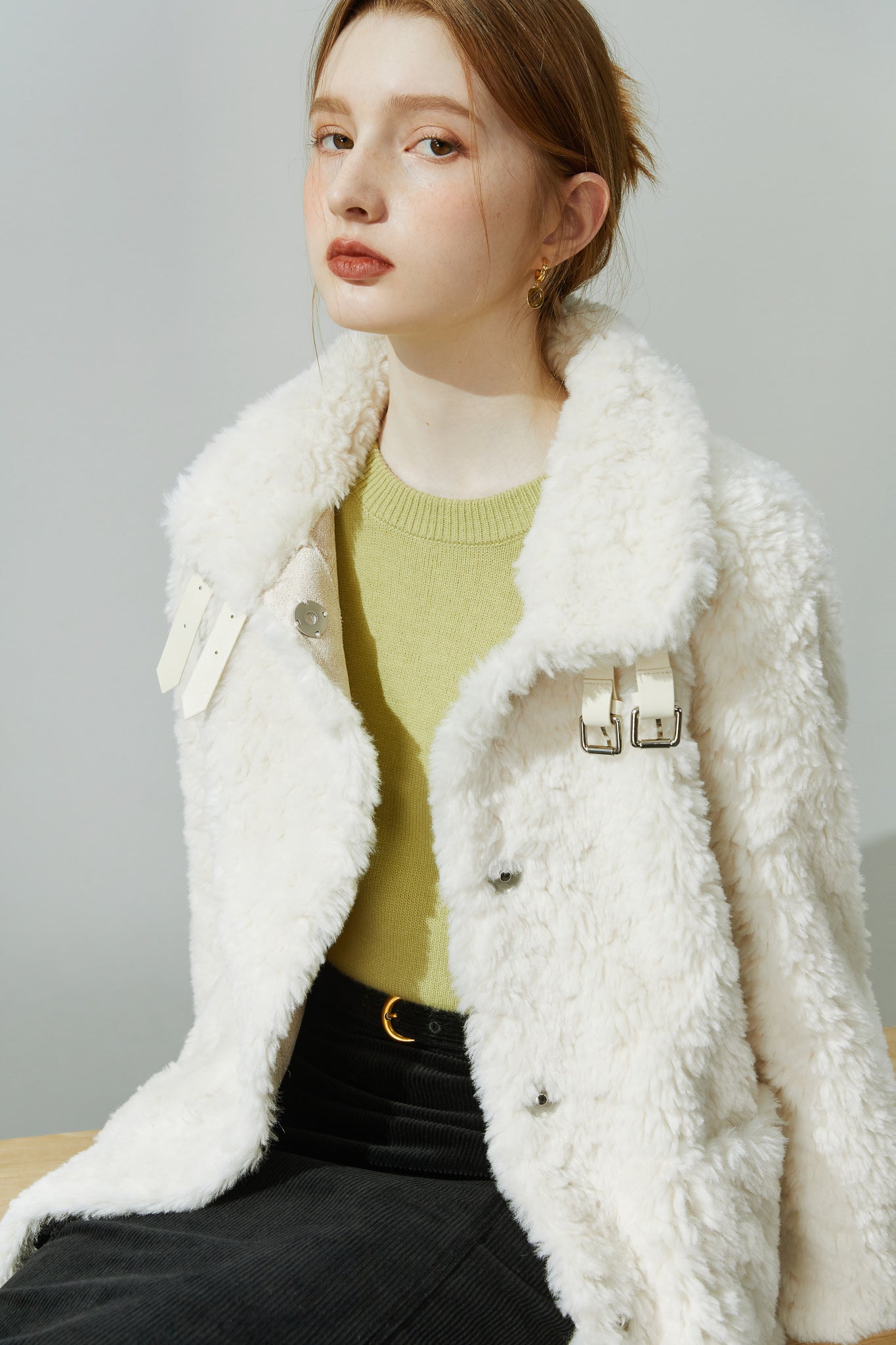 Fansilanen | Darlina White Lapel Fleece Coat