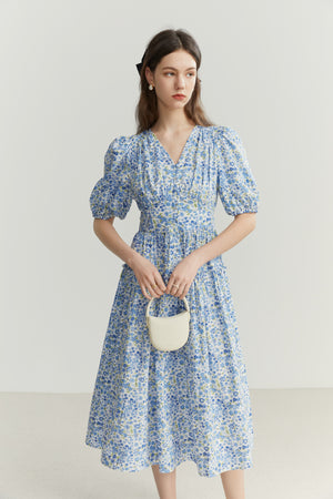Fansilanen | Hulda Blue Print Puff Dress