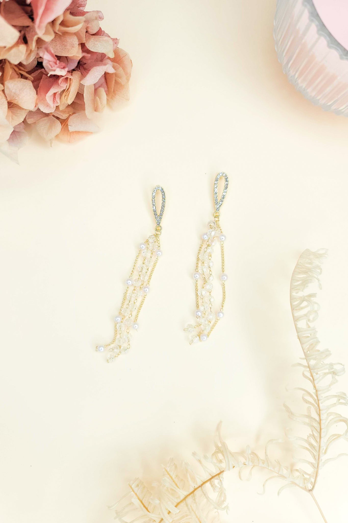 Gold Chandelier Pearl Drop Earrings