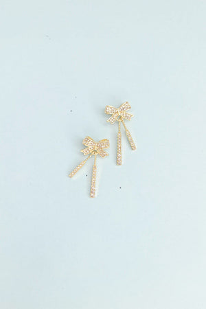 Golden Bow Crystal-Drop Earrings