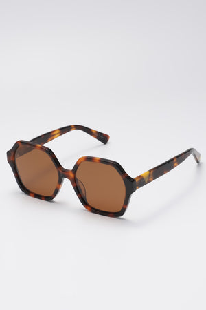 Fangyan | Hexagonal Tortoiseshell Brown Sunglasses